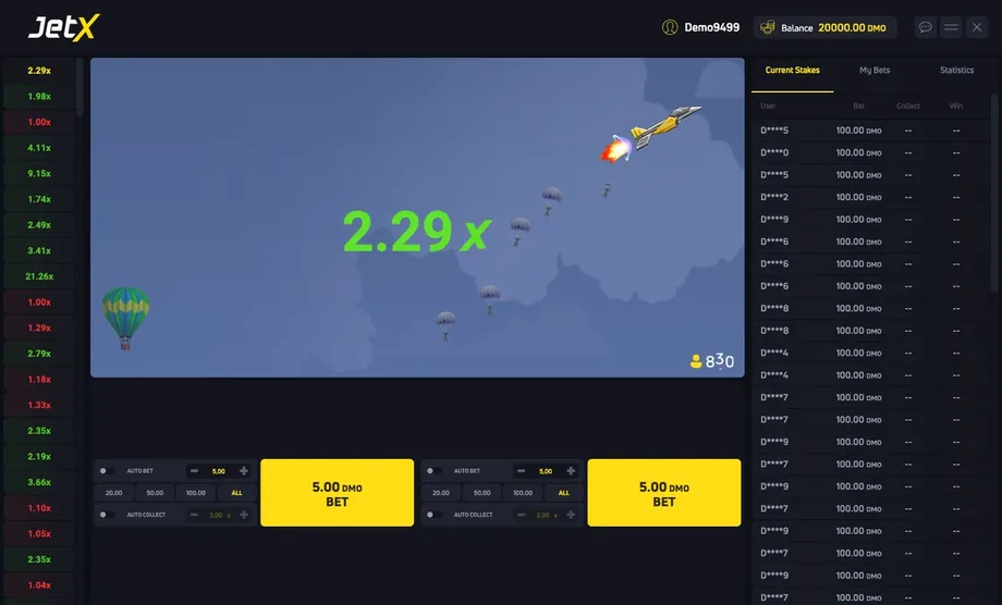 JetX gameplay screenshot